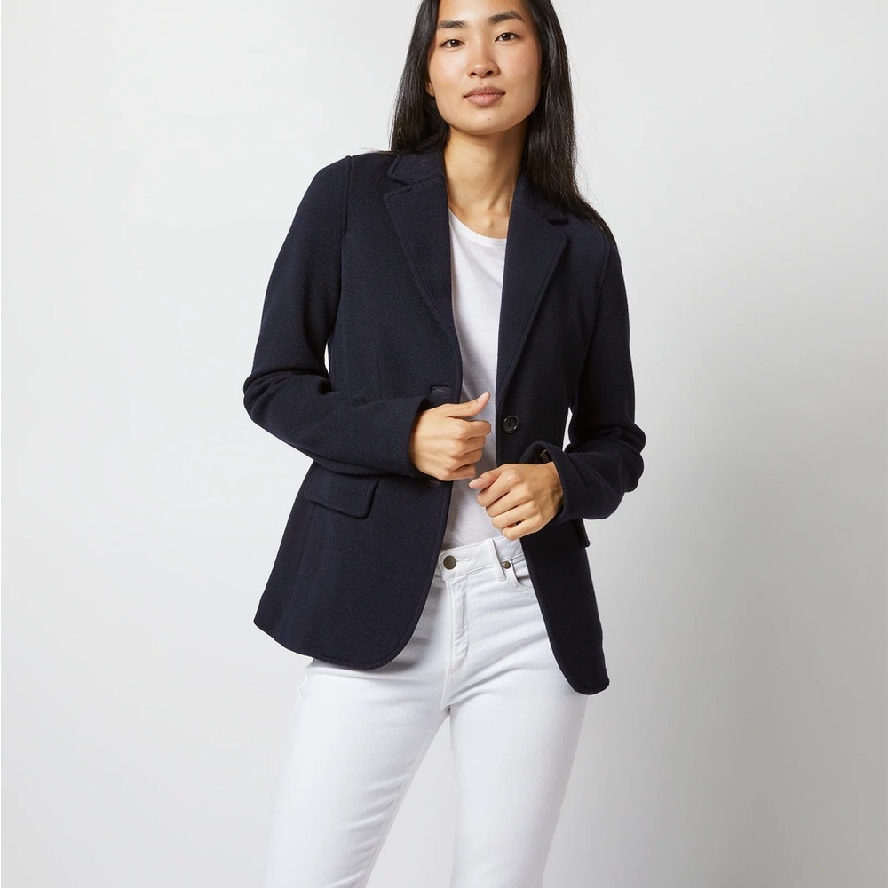 ANN MASHBURN Navy Textured Women's Blazer